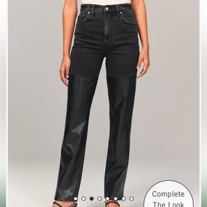NWT Abercrombie Mixed Fabric Ultra High Rise 90s Straight Jean